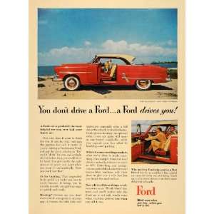 1953 Ad Red Ford Victoria Automobile Transportation   Original Print 