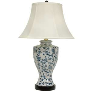  Flower Vine Lamp in Blue and White Glaze