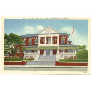   Vintage Postcard Home of Lodge No. 197, B.P.O. Elks, Roanoke Virginia