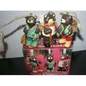   Woods Bears Polystone Ornaments in Box   Fishing, Hiking, Camping