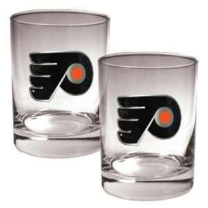  Philadelphia Flyers NHL 2pc Rocks Glass Set   Primary Logo 