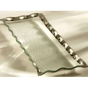  AnnieGlass Ruffle Rectangular Tray Platinum