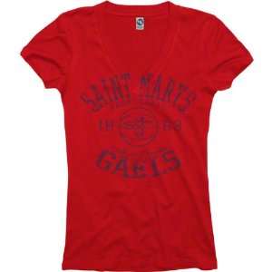  St. Marys Gaels Red Womens Sporty Hoops Deep V Neck T 