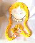   Girl Face Yarn Pigtails Necklace Hair Barrette Holder Wall Display