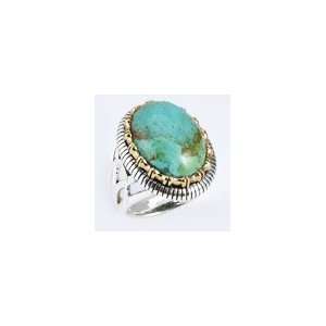  Bronzed by Barse Sterling Silver Turquoise Oval Ring, Sz 