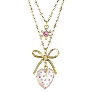 Betsey Johnson Tzarina Princess Clear Heart 2 Row Necklace