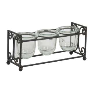 IRON 3 VOTIVE CANDLE HOLDER DISPLAY RACK STAND TABLETOP  