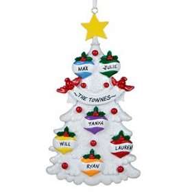  Personalized White Glitter Tree Family 6 Christmas 