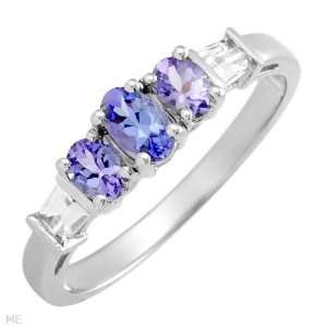 Gorgeous Brand New Three Stone Plus Ring With 0.75Ctw Tanzanites And 