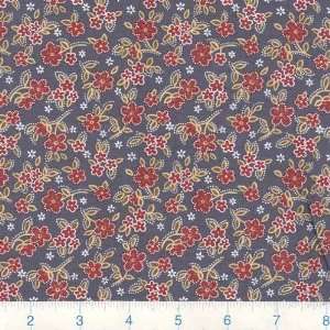  45 Wide Circa Vintage Floral Print Cadet Fabric By The 