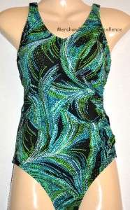SPEEDO Womens Swim Suit 1 pc GREEN BLUE BLACK size 8  