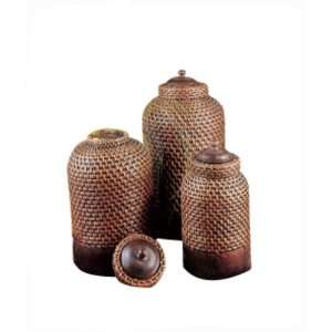 CBK Home Decorative Rounded Jars, Brown Finish, Set of 3  