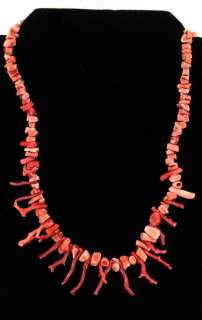 VINTAGE RARE NATURAL RED CORAL BRANCH & CHUNK NECKLACE  