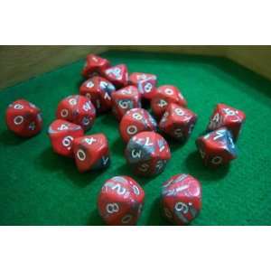  10 Sided Red and Grey Swirled Dice Toys & Games