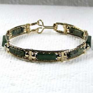 Australian African Jade Bangle Bracelet 14K Rolled Gold  