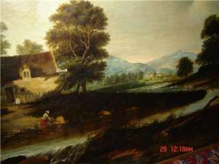 ANTIQUE LARGE British School Landscape Oil Painting  