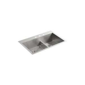  Kohler K 3839 3 NA Vault Smart Divide Offset Kitchen Sink 