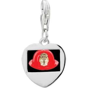  925 Sterling Silver Fire Chief Helmet Photo Heart Frame 