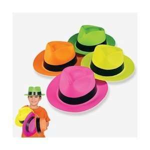    NEON COLOR PLASTIC GANGSTER HATS (1 DOZEN)   BULK Toys & Games