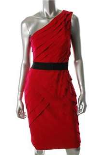   Shoji NEW One Shoulder Red Cocktail Dress Pleated Sale S  