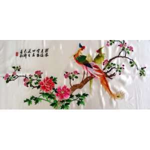  Chinese Silk Embroidery Wall Hanging Phoenix Everything 
