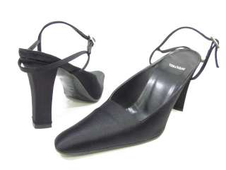 VERA WANG Black Leather Pointed Toe Slingback Heels 6.5  