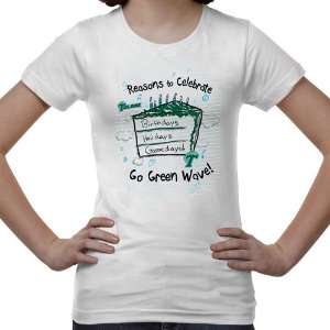  Tulane Green Wave Youth Celebrate T Shirt   White Sports 
