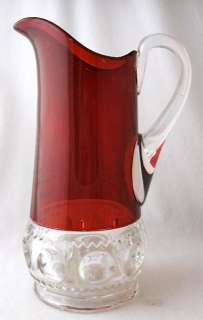 Ruby stained KINGS CROWN tankard pitcher EAPG  