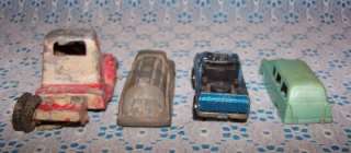 Vintage Tootsie Toy Lot Of 4 Metal Trucks/Van/Sedan  