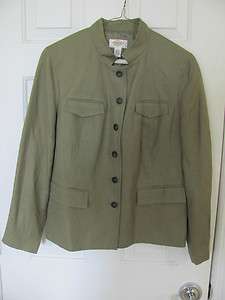 Talbots Petite lined linen silk blazer jacket EUC perfect 12 p  