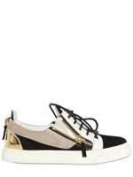 GIUSEPPE ZANOTTI   SNEAKERS IN CAMOSCIO E PELLE METALLIZZATA 20MM