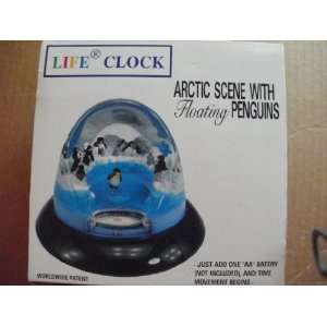    Life Clock Arctic Scene with Floating Penguins