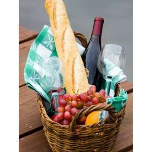  Picnic Basket with Glassware and Picnic Foods Including 