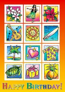 Greeting Cards HAPPY BIRTHDAY Hawaiian HULA TURTLE    