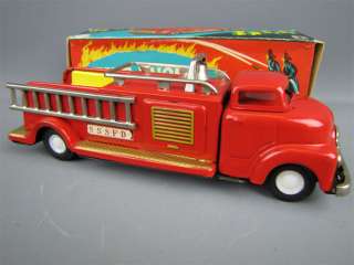 Vintage SSS Friction Tin Fire Engine Truck S1041 Japan  