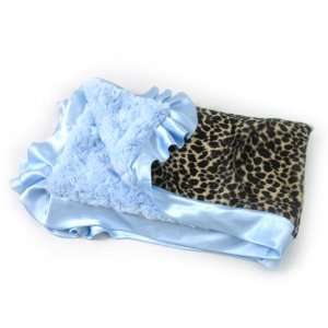  Cheetah Velvet & Chenille Blanket   Blue