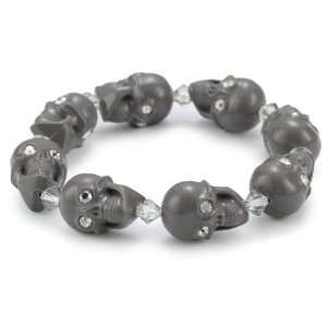    TARINA TARANTINO Classic Grey Skull Stretch Bracelet Jewelry