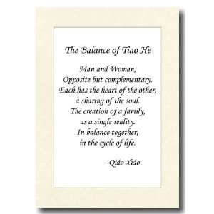  5x7 Chinese Proverb The Balance of Tiao He with Antique 