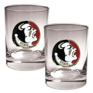  FSU Florida State University Rock Glass Set of Two Sports 