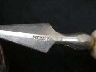 German MOP Handle Sterling Silver Corn Holders & Knife  