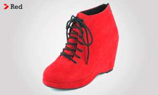 New Womens Shoes Fashion Suede Wedge Ankle Booties Kill High Heel 