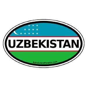 Uzbekistan Flag Car Bumper Sticker Decal Oval