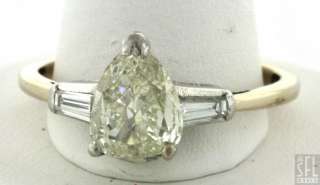 EGL CERTIFIED PLATINUM/18K GOLD 1.84CT PEAR DIAMOND WEDDING RING W/1 