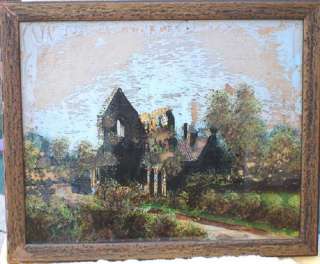 Antique VIctorian Reverse Glass Painting,signed Russell  