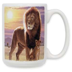  Lion and Cub 15 Oz. Ceramic Coffee Mug