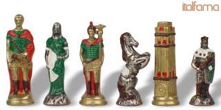 Romans & Barbarians Hand Painted Brass Chess Pieces Set  