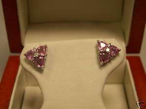 Pink Sapphire & Diamond Earrings with Appraisal  