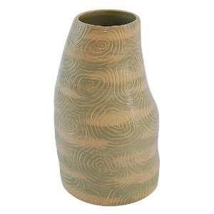   Avant Garde Vase With Green And Cream Swirl Design