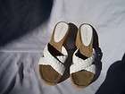 LOWER EAST SIDE CORK 4 WEDGE WHITE BRAID SANDALS SIZE 8.5 MED SUEDE 