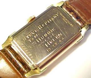   Antique Mens Wristwatch; CLEAN 21 Jewels / 14KT Gold Filled Bezel